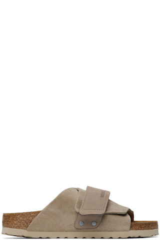 Birkenstock: Taupe Narrow Kyoto Sandals | SSENSE Canada