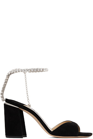 【関税込み】Jimmy Choo ブラック Avenue 85 ヒールサンダル AVENUE 85 | Black Nappa Leather Mules | Summer Collection