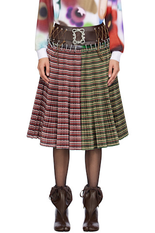 Red & Green June Knee Carabiner Midi Skirt by Chopova Lowena Red & Green June Knee Carabiner Midi Skirt by Chopova Lowena