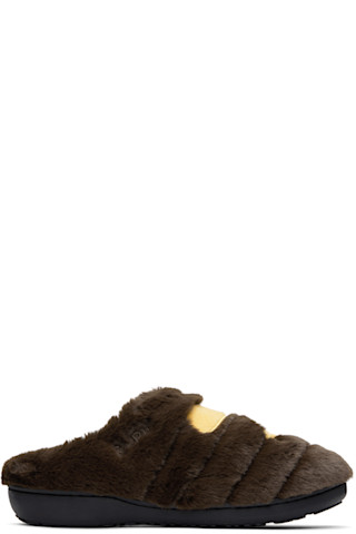 BAPE: Brown SUBU Edition Ape Head Puffer Slippers | SSENSE BAPE: Brown SUBU Edition Ape Head Puffer Slippers | SSENSE