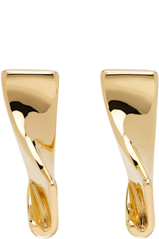 【関税&送料込み】Jacquemus Earrings JACQUEMUS: Gold Les Classiques 'Les boucles J' Earrings | SSENSE