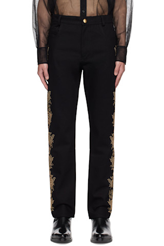 パンツ ERNEST W.BAKER Rose Studded ClassicJeans Black Rose Studded Jeans by Ernest W. Baker on Sale