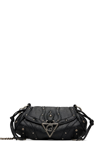 GUESS U.S.A ブラック ミニ クラックル バッグ クラック加工レザー GUESS U.S.A ブラック ミニ クラックル バッグ クラック加工レザー