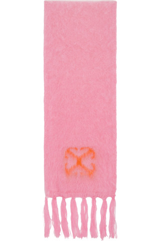 【関税込み】Off-White ピンク モヘア マフラー Off-Whiteのピンク モヘア マフラーがセール中