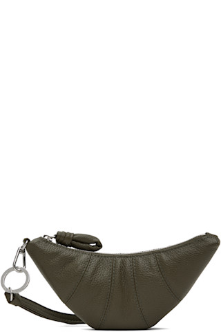 LEMAIRE: Khaki Cross-Body Croissant Coin Pouch | SSENSE LEMAIRE: Khaki Cross-Body Croissant Coin Pouch | SSENSE