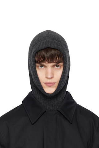 【新品】lemaire hood バラクラバ　ニット　フード　黒　Sサイズ 新品】lemaire hood バラクラバ ニット フード 黒 Sサイズ