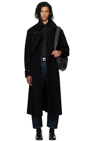LEMAIRE: Black Wrap Coat | SSENSE LEMAIRE: Black Wrap Coat | SSENSE