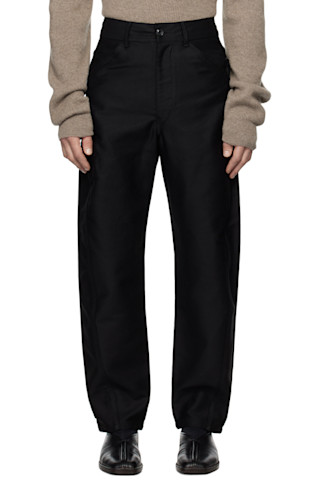 Black Twisted Workwear Trousers by LEMAIRE on Sale