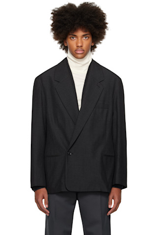 Black Maxi Double Breasted Blazer by LEMAIRE on Sale