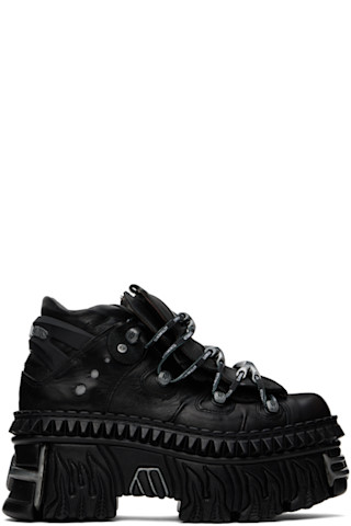 VETEMENTS: Black New Rock Edition Platform Sneakers | SSENSE VETEMENTS: Black New Rock Edition Platform Sneakers | SSENSE