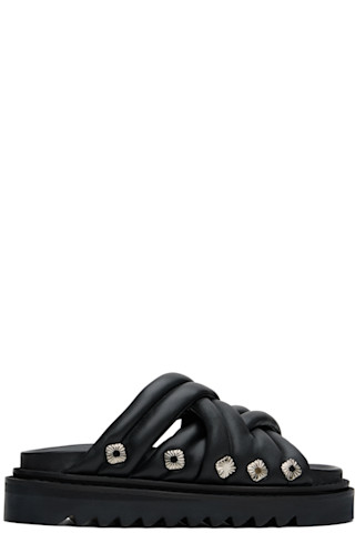 Black Padded Leather Sandals by Toga Virilis on Sale Black Padded Leather Sandals by Toga Virilis on Sale