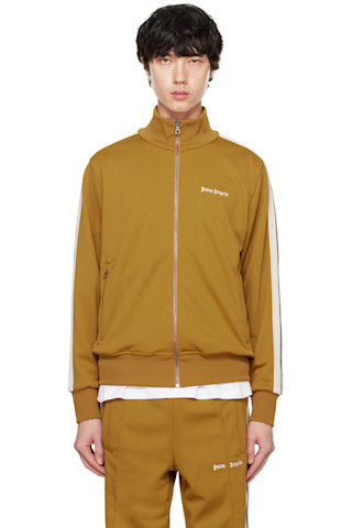Tan Classic Logo Track Jacket by Palm Angels on Sale Tan Classic Logo Track Jacket by Palm Angels on Sale
