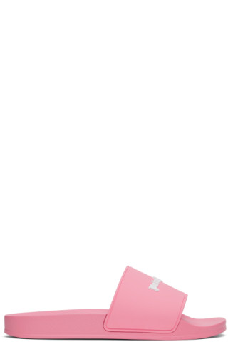 Pink Logo Pool Slides by Palm Angels on Sale