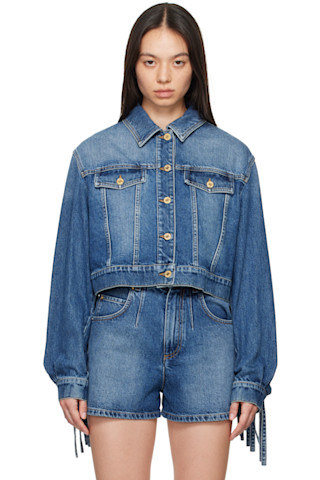 【関税込み】Moschino ブルー フリンジ デニムジャケット 242720F060000_1.jpg