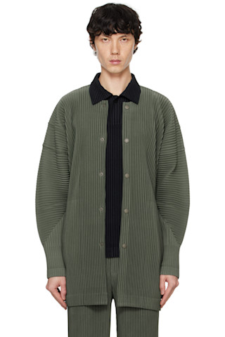 HOMME PLISSÉ ISSEY MIYAKE: Green Monthly Color October Shirt HOMME PLISSÉ ISSEY MIYAKE: Green Monthly Color October Shirt