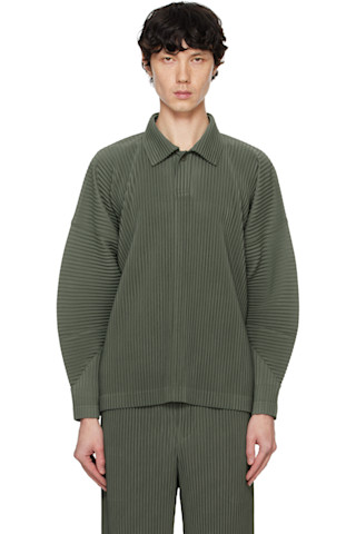 HOMME PLISSÉ ISSEY MIYAKE: Green Monthly Color October Polo HOMME PLISSÉ ISSEY MIYAKE: Green Monthly Color October Polo