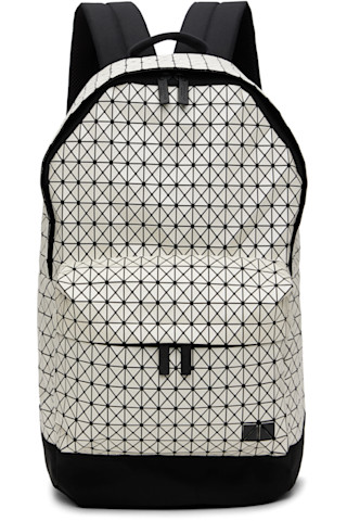 White Daypack Metallic Backpack by BAO BAO ISSEY MIYAKE on Sale White Daypack Metallic Backpack by BAO BAO ISSEY MIYAKE on Sale