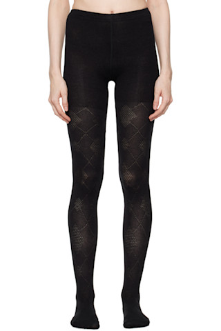【OPEN YY】24FW ARGYLE COTTON TIGHTS Black Argyle Cotton Tights by OPEN YY on Sale