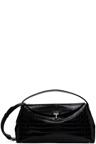 【TOTEME】Tロッククロコエンボストップハンドル 大人エレガント T-lock croco-embossed top handle dark brown – TOTEME
