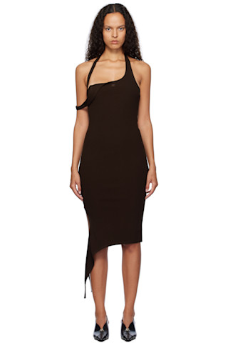 【関税込み】COURREGES 'Undressed Light Knit' dress Brown Undressed Light Knit Minidress by Courrèges on Sale