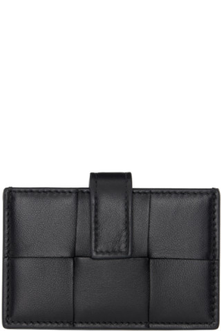 【シンプルで可愛い♪】BOTTEGA VENETA Intrecciato Card Holder Bottega Veneta: Black Accordion Card Holder | SSENSE