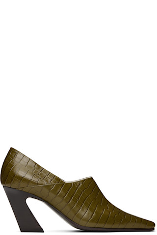 【関税込み】Bottega Veneta グリーン Lewis ヒール Bottega Veneta: Green Lewis Heels | SSENSE 日本
