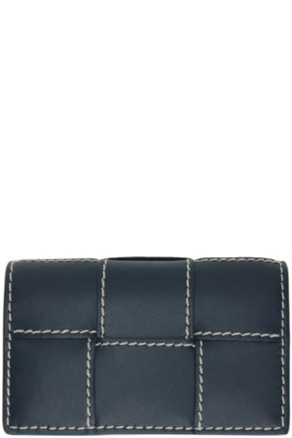 Bottega Veneta: Navy Cassette Business Card Holder | SSENSE