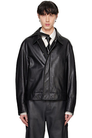 Bottega Veneta: Black Natural Calf Leather Jacket | SSENSE
