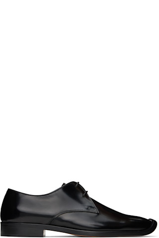 Bottega Veneta: Black Comma Lace-Up Derbys | SSENSE