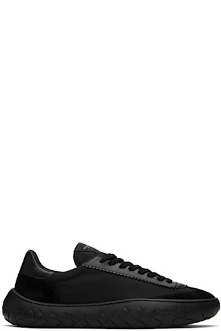 【24AW NEW】BOTTEGA VENETA / ナイロン&スエード スニーカー Bottega Veneta: ブラック ナイロン&スエード スニーカー