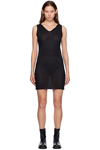 【関税込み】OUR LEGACY ブラック Sleek ミニワンピース OUR LEGACY: ブラック Sleek ミニワンピース | SSENSE 日本