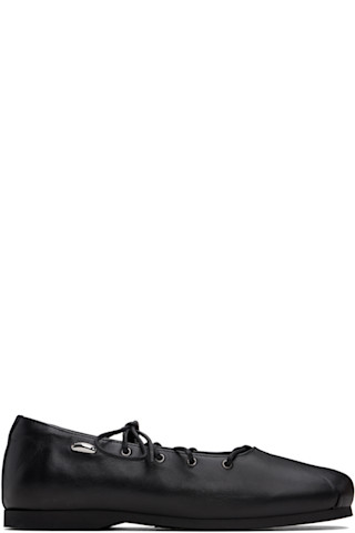 OUR LEGACY: Black Laced Slip In Ballerina Flats | SSENSE OUR LEGACY: Black Laced Slip In Ballerina Flats | SSENSE