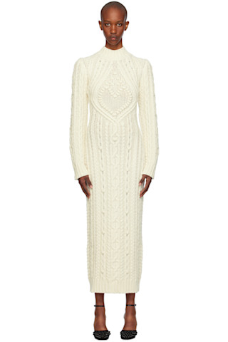 Off-White Cable Knit Maxi Dress by Jean Paul Gaultier on Sale