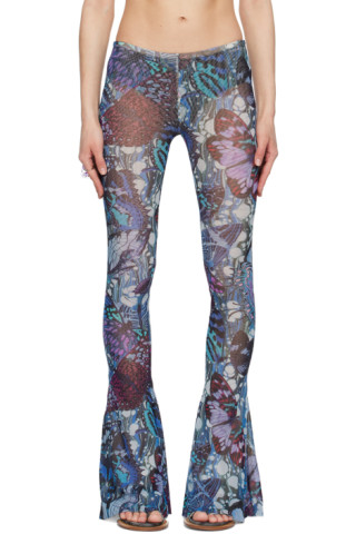 【Jean Paul Gaultier】 Papillonジャージフレアパンツ Blue Butterfly Pants by Jean Paul Gaultier on Sale