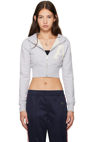 AMBUSH 그레이 크롭 후디