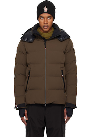 Moncler Grenoble: Brown Montgetech Hooded Ski Down Jacket | SSENSE