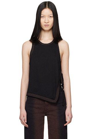 【関税込み】Eckhaus Latta ブラック Duet トップス Black Edge Tank Top by Eckhaus Latta on Sale