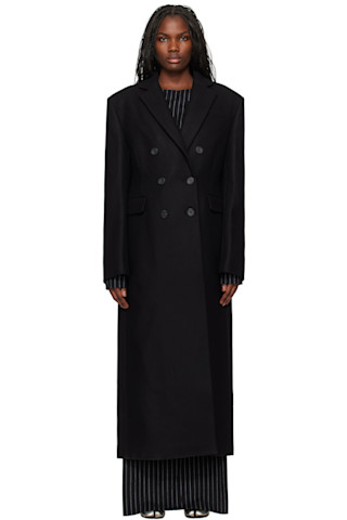 【関税込み】032c ブラック Portrait ウール コート Black Portrait Wool Coat by 032c on Sale