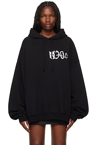 Black 'SOS' Bubble Hoodie by 032c on Sale Black 'SOS' Bubble Hoodie by 032c on Sale