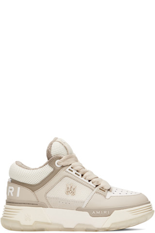 White & Beige MA-1 Sneakers by AMIRI on Sale White & Beige MA-1 Sneakers by AMIRI on Sale