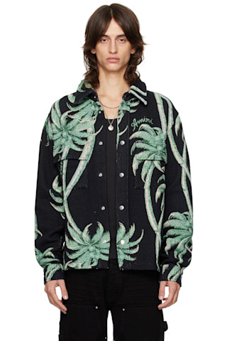 AMIRI: 黑色 & 绿色 Twisted Palms Tapestry 夹克 | SSENSE