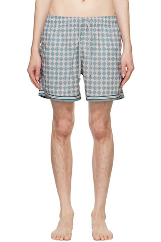 Blue & Beige MA Quad Swim Shorts by AMIRI on Sale