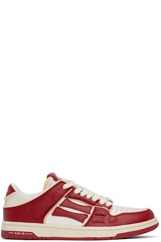 【大人気】AMIRI Collegiate Skel Top スニーカー Red & White Collegiate Skel Top Low Sneakers by AMIRI on Sale