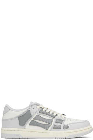 Gray & White Skel Top Low Sneakers by AMIRI on Sale Gray & White Skel Top Low Sneakers by AMIRI on Sale