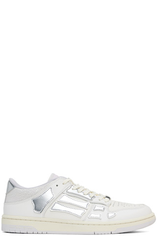 White & Silver Metallic Skel Top Sneakers by AMIRI on Sale