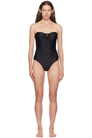 【関税込み】Yasmine Eslami ブラック Anna スイムウェア Yasmine Eslami: Black Anna Swimsuit | SSENSE