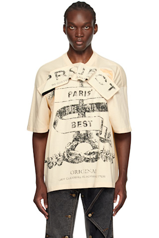 【関税込み】Y/Project ベージュ Paris' Best ベルクロ Tシャツ 242893M213004_1.jpg