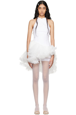 【Shushu Tong】ホワイト アシンメトリー チュール ミニドレス 242901F052020_1.jpg