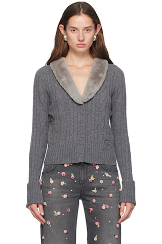 Blumarine ブルマリン　ミンクファー長袖カーディガン　グレー Blumarine ブルマリン ミンクファー長袖カーディガン グレー Blumarine