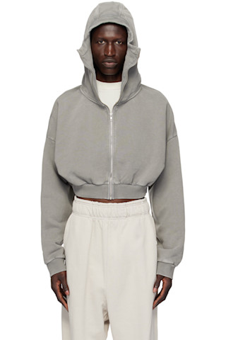 Entire Studios: Gray Cropped Full Zip Hoodie | SSENSE Entire Studios: Gray Cropped Full Zip Hoodie | SSENSE